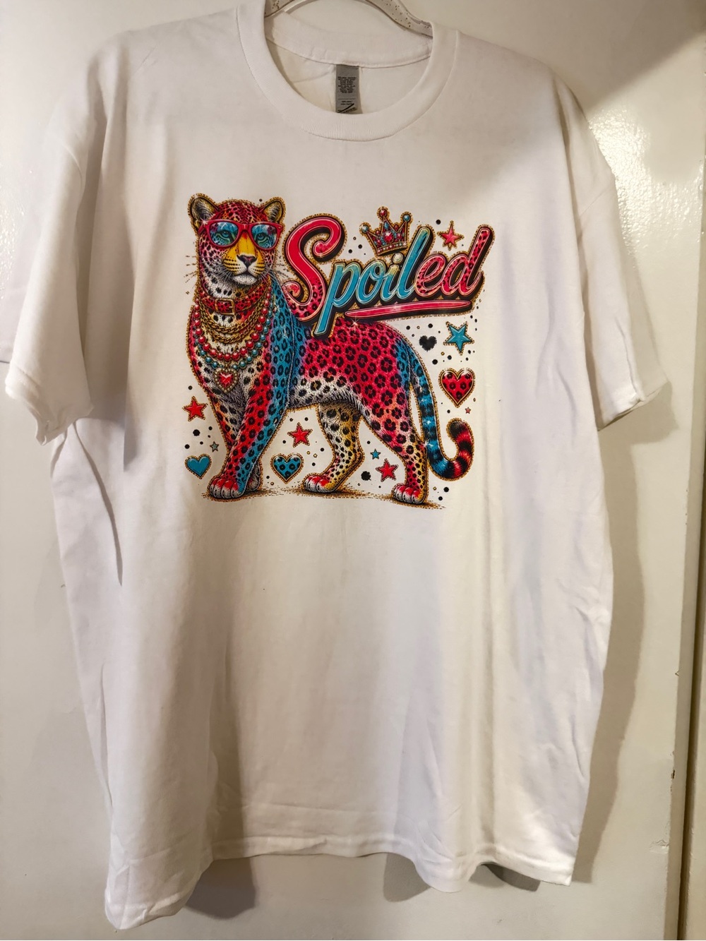 Kids White Graphic 'Spoiled' Leopard T-Shirt